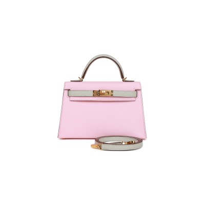 HERMES MINI KELLY CHEVRE GOLD HARDWARE (19*12*5.5cm)